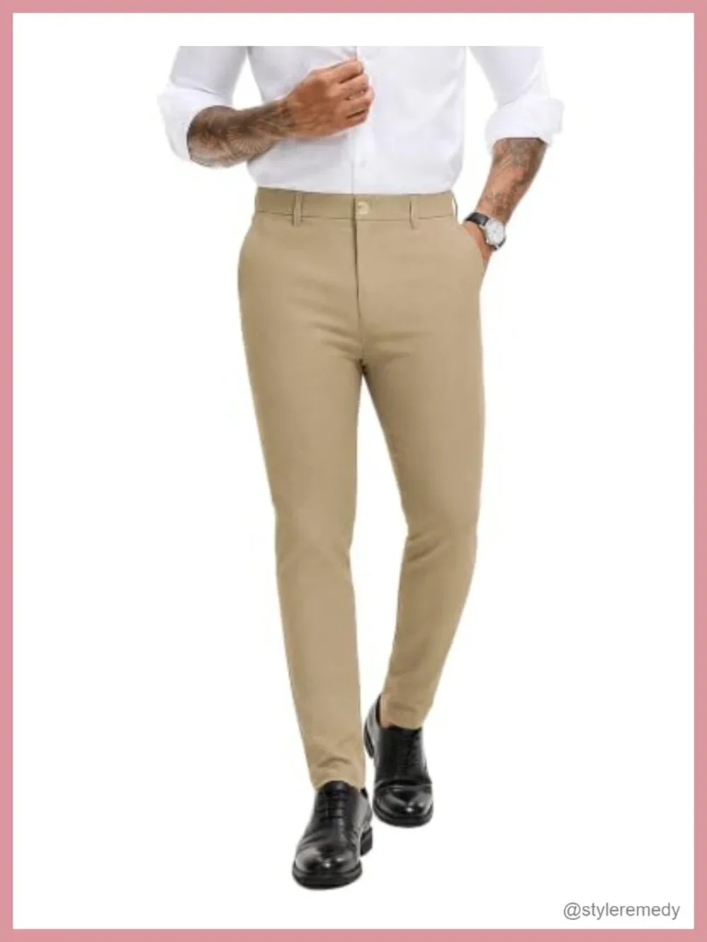 Men's Slim Fit Stretch Dress Pants 4-Way Lightweight Breathable Tapered Golf